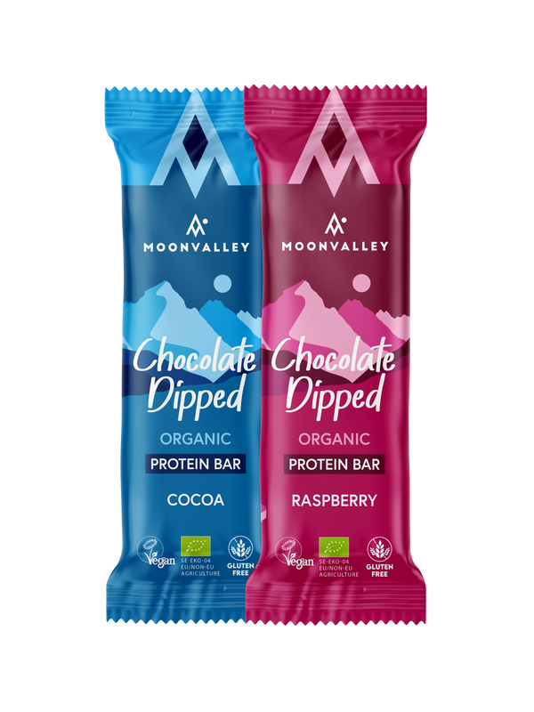 Veganska proteinbars chokladöverdrag