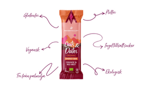 Vegansk energibar - Visar upp våra engredienser, denna bar är glutenfri