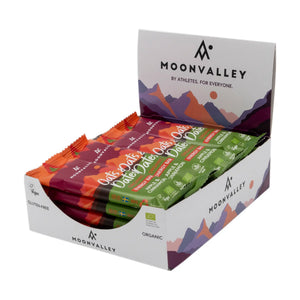 Displaylåda med Moonvalley energibars äpple & kanel.