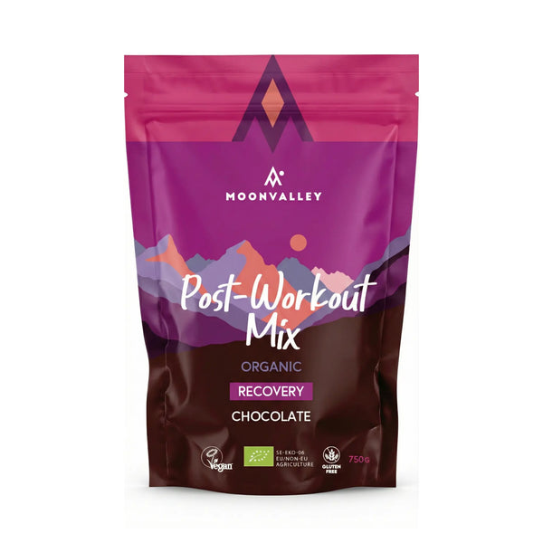 Påse med Moonvalley Post-Workout Mix Choklad, 750g.