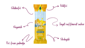 Moonvalley Oats & Dates med smak av citron och ingefära.